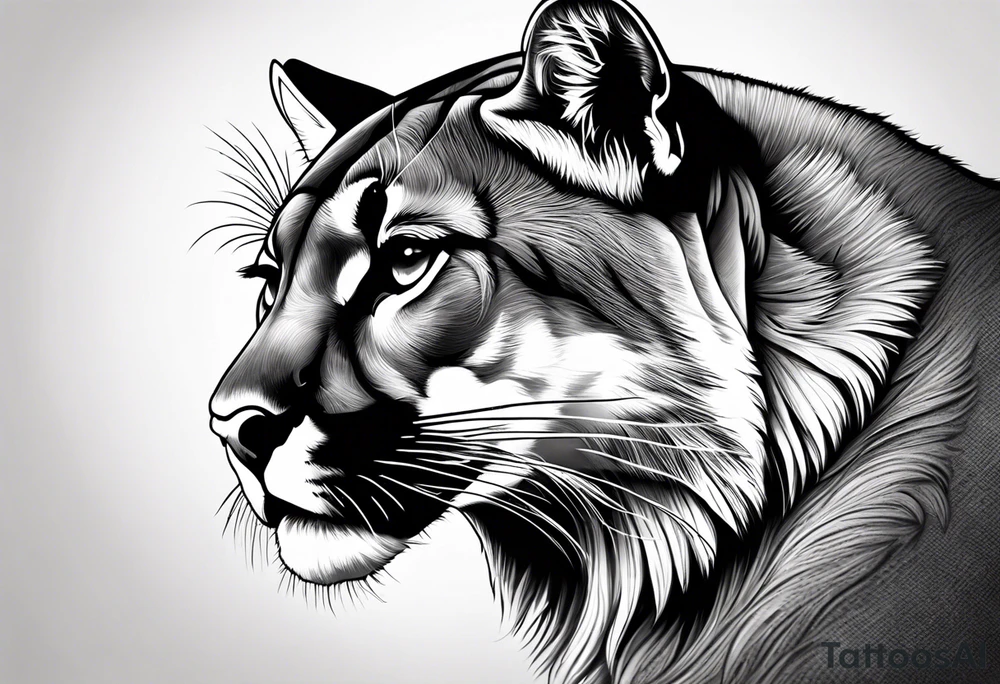 mountain lion face tattoo idea
