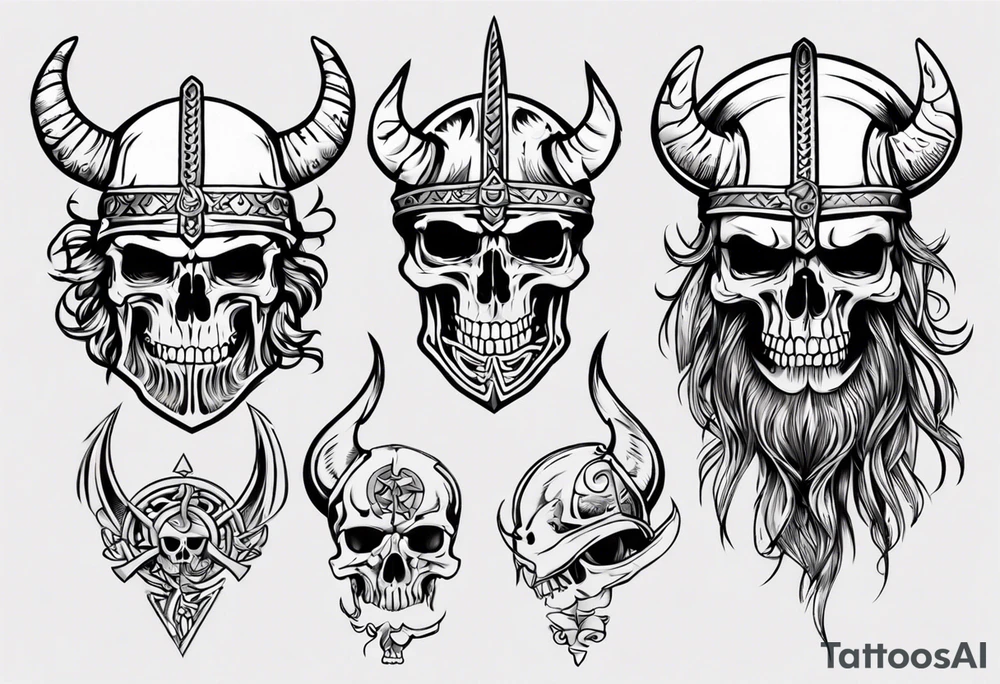 Viking skeleton head tattoo idea