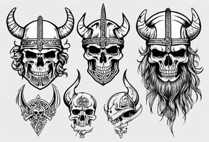 Viking skeleton head tattoo idea