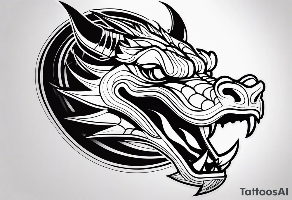 Simple Dragon with dumbbell mouth tattoo idea