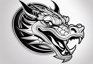 Simple Dragon with dumbbell mouth tattoo idea