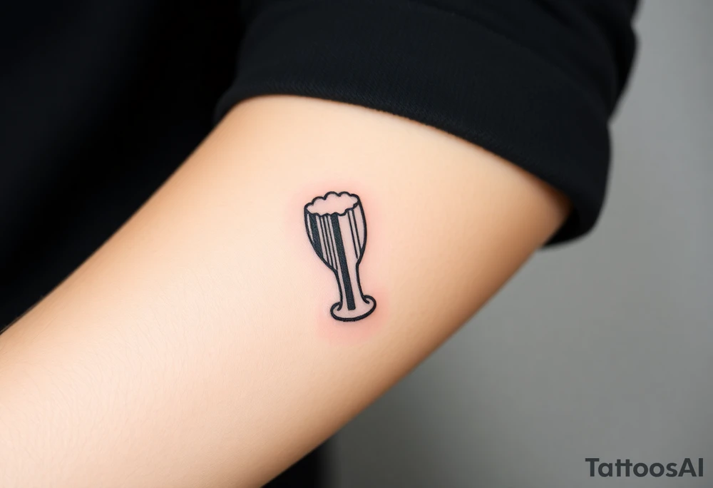 A barcode that turns into a beer glass shape, symbolizing the commercial and artistic side of beer culture tattoo idea