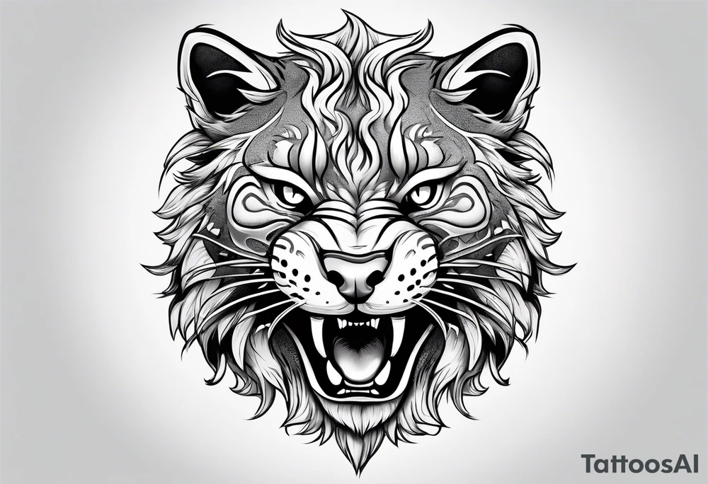 Saber-toothed Cat cub blank background tattoo idea