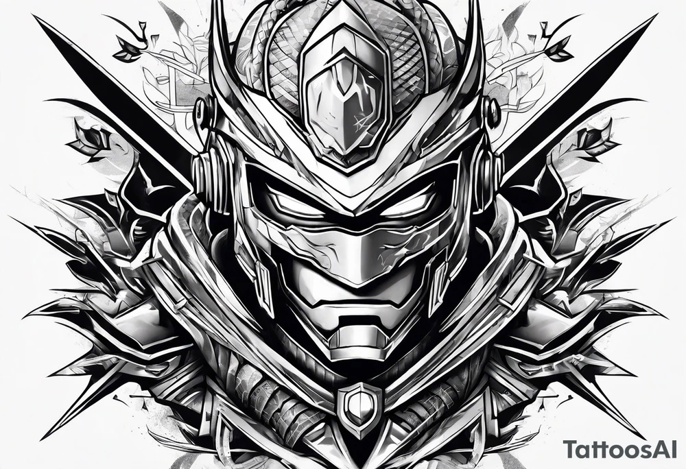 Angry Male Modern robot ninja tattoo idea