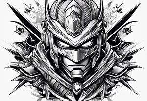 Angry Male Modern robot ninja tattoo idea