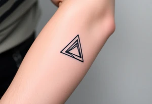Geometric small triangle with a papper plane while being psychedelic with fine thin lines tattoo idea