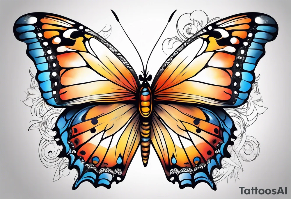 Beautiful butterfly. Flying.  very colorful and delicate tattoo idea