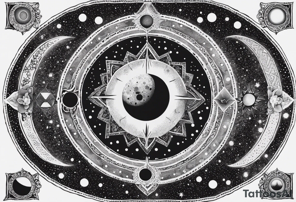 Astrology, Cancer & Aquarius, Natal Chart, angelic, vision, yin yang, the moon, the sun, Uranus, Pluto, spiritual third eye, mystical armband tattoo idea