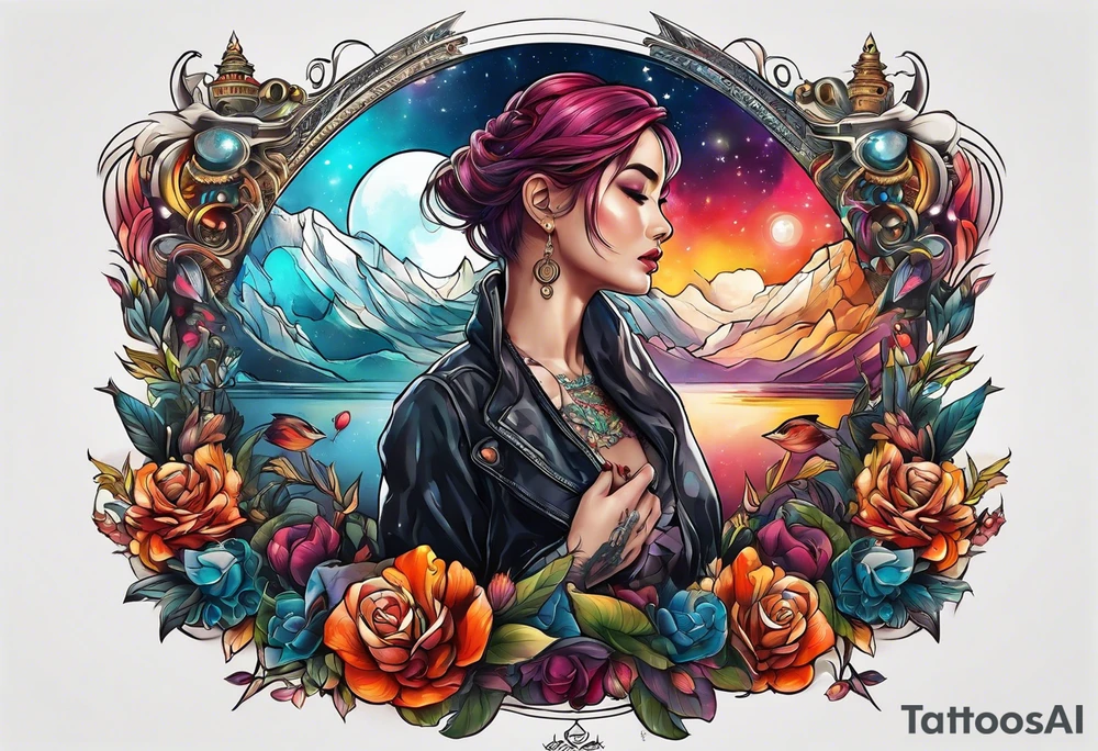 crowded liminal space full of outstanding happenings tattoo idea