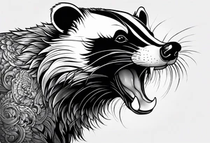Neo traditional badger with mouth open arm up tattoo idea
