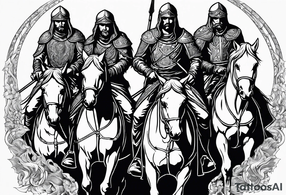 4 horseman of the apocalypse - Death, Famine, War, and Conquest tattoo idea