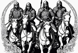 4 horseman of the apocalypse - Death, Famine, War, and Conquest tattoo idea