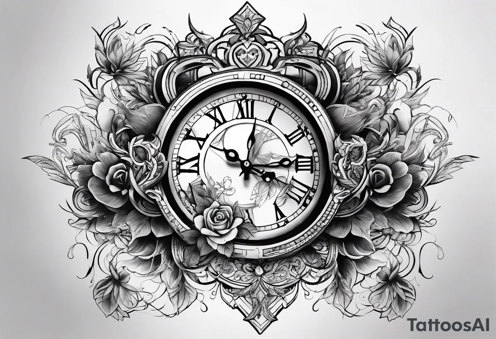 sleeve tattoo to contain the symbols family , love, health, time, money , happines tattoo idea