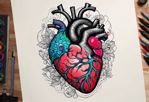 Anatomical human heart that is in the process of dying. I want like a quarter of it to look healthy and the rest fading into death. tattoo idea