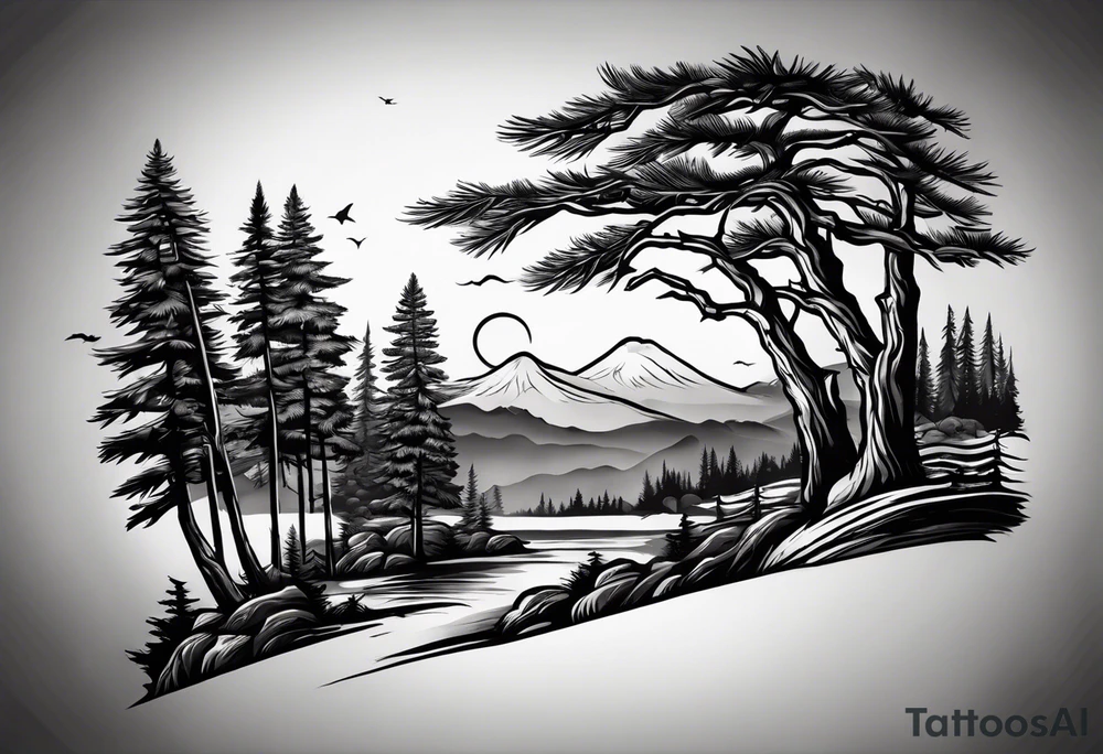 pine trees forearm tattoo tattoo idea