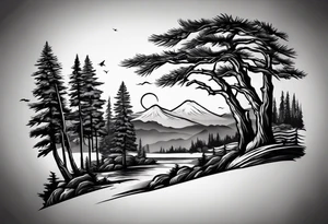 pine trees forearm tattoo tattoo idea