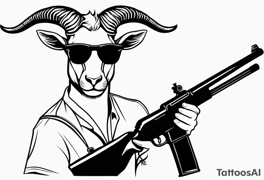 capricorn with sunglasses and shotgun tattoo idea