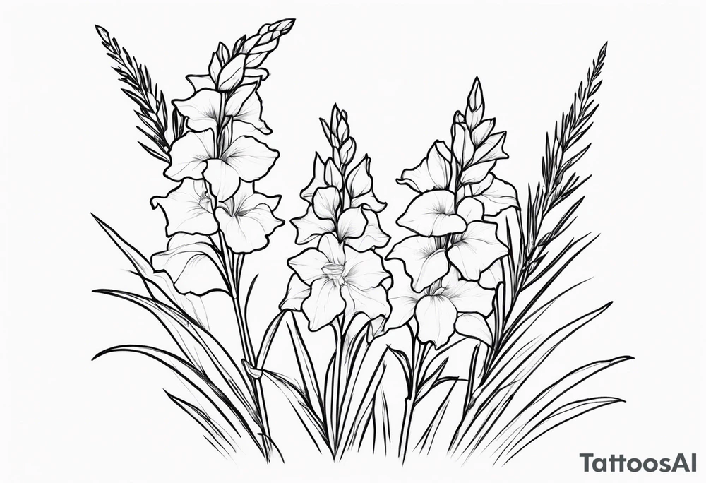 a larkspur and a gladiolas tattoo idea