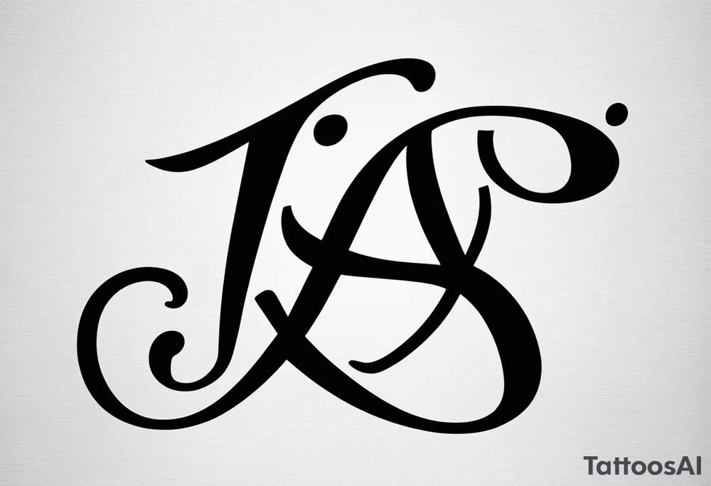 unique symbol with the letters T, A, J, W, D tattoo idea