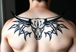 Texas longhorn who horns run along the muscles of the back tattoo idea