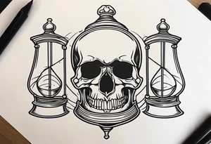 Hour glass skull on bottom tattoo idea