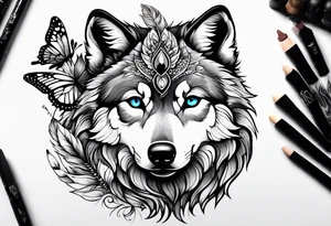 Wolf pup, peacock feather, butterfly,, hummingbird tattoo idea