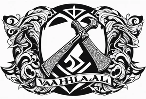 Valhalla sword axe shield tattoo idea