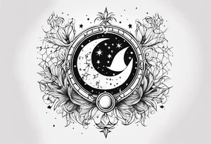 A múltiple constellation small, girly, discrete tattoo combining 3 constellations cáncer, virgo, and scorpio tattoo idea