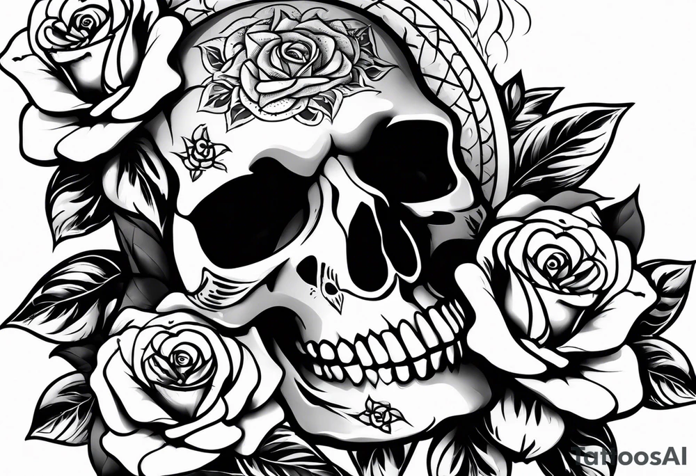 Skull rose santanic pagan tattoo idea