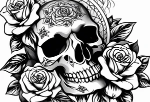 Skull rose santanic pagan tattoo idea