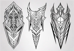 Dragon leg armor geometrical tattoo idea