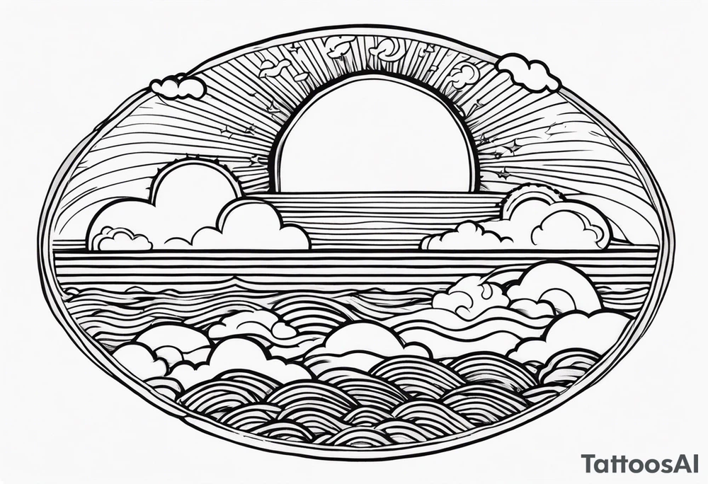 CLOUDS WITH SUN over ocean AMERICAN TRADITIONAL tattoo idea