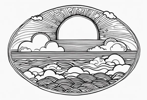 CLOUDS WITH SUN over ocean AMERICAN TRADITIONAL tattoo idea