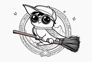 Harry potter tattoo with broom tattoo idea