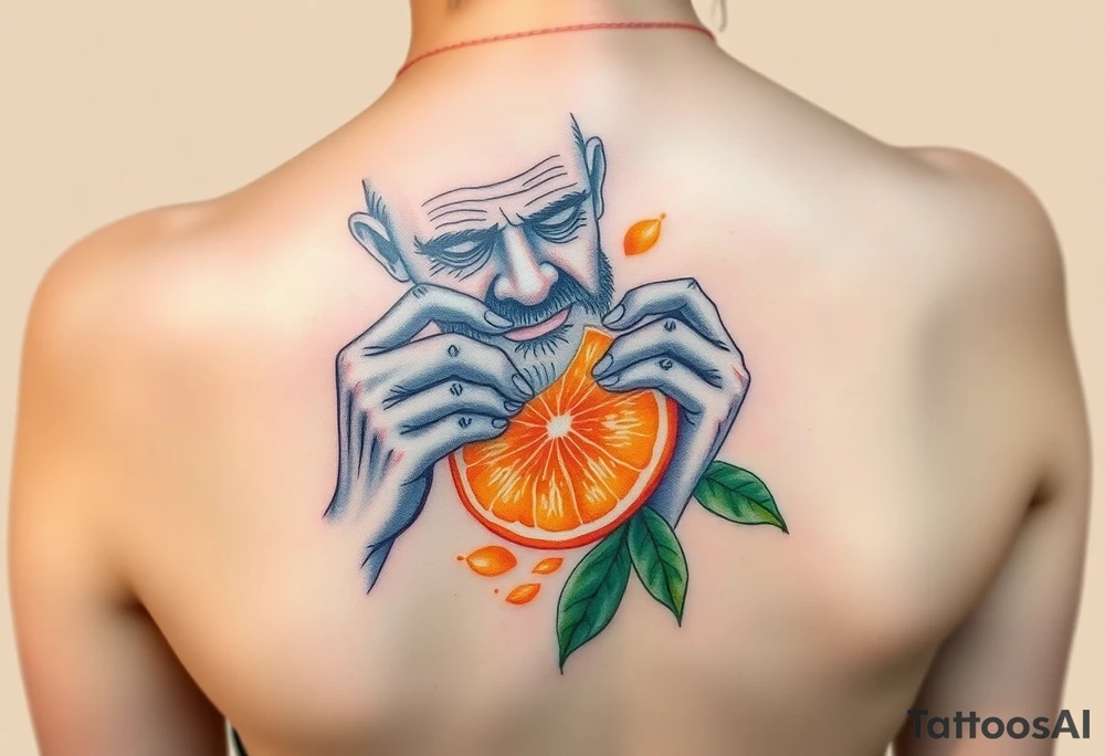 Grandfather peeling an orange tattoo idea