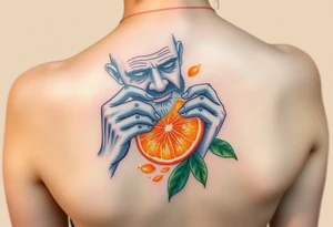 Grandfather peeling an orange tattoo idea