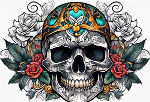 snake sleeve tattoo with skull tattoo idea