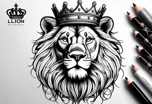 Lion with crown on it tattoo idea