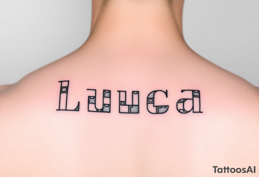 The name luca with building blocks tattoo idea