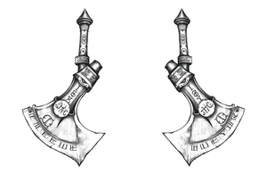 Viking axes 
on both shoulders with detailed rune engravings tattoo idea