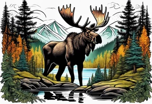 moose mountain forest tattoo idea
