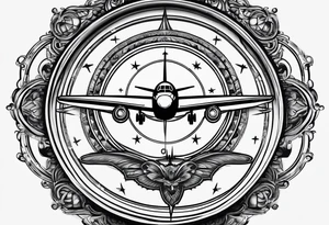 compass with airplane flying out of it tattoo idea