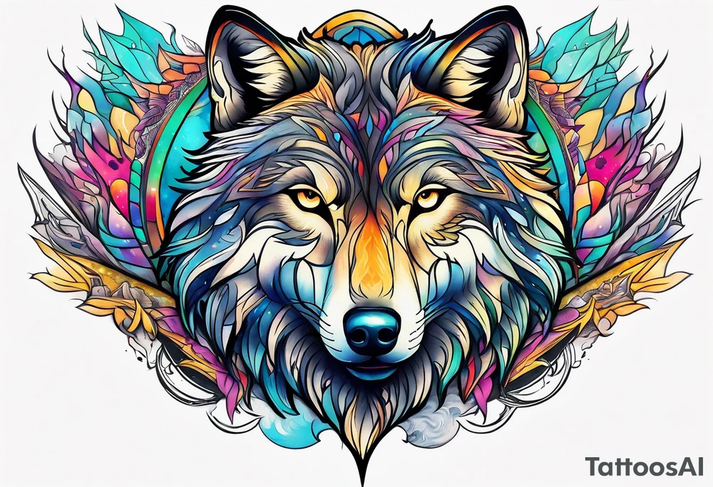 wolf mountain tattoo idea