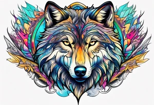 wolf mountain tattoo idea