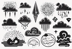 a cloud with rain and thunder tattoo idea