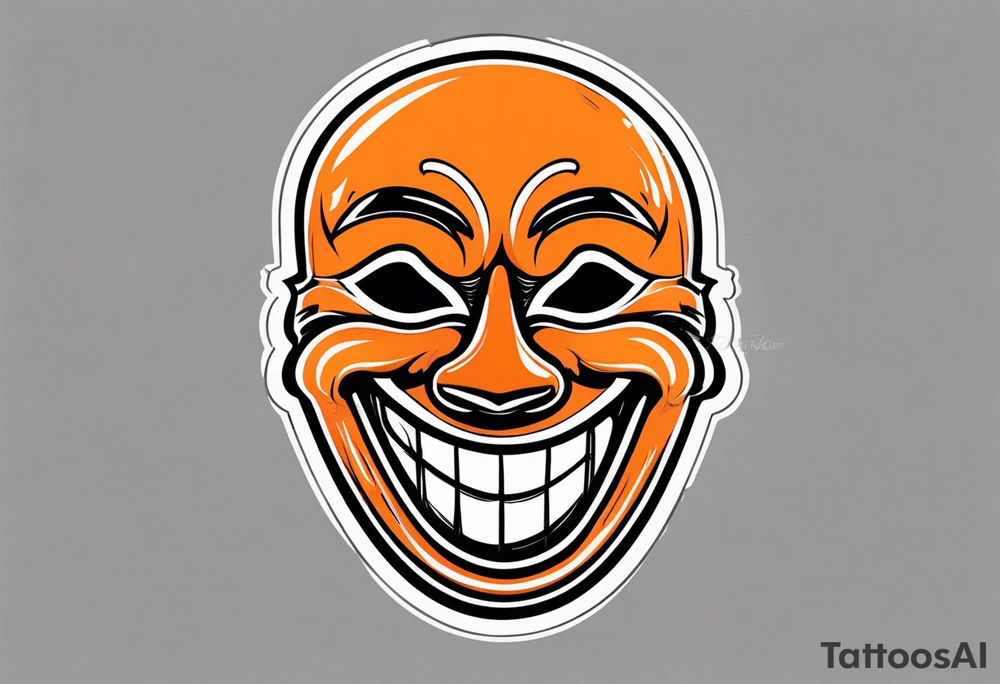 Laughing mask that is orange and black simplistic tattoo idea