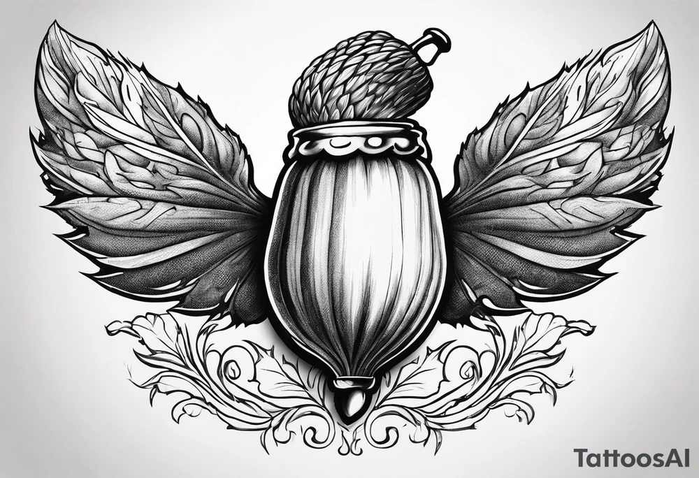 Flying acorn tattoo idea