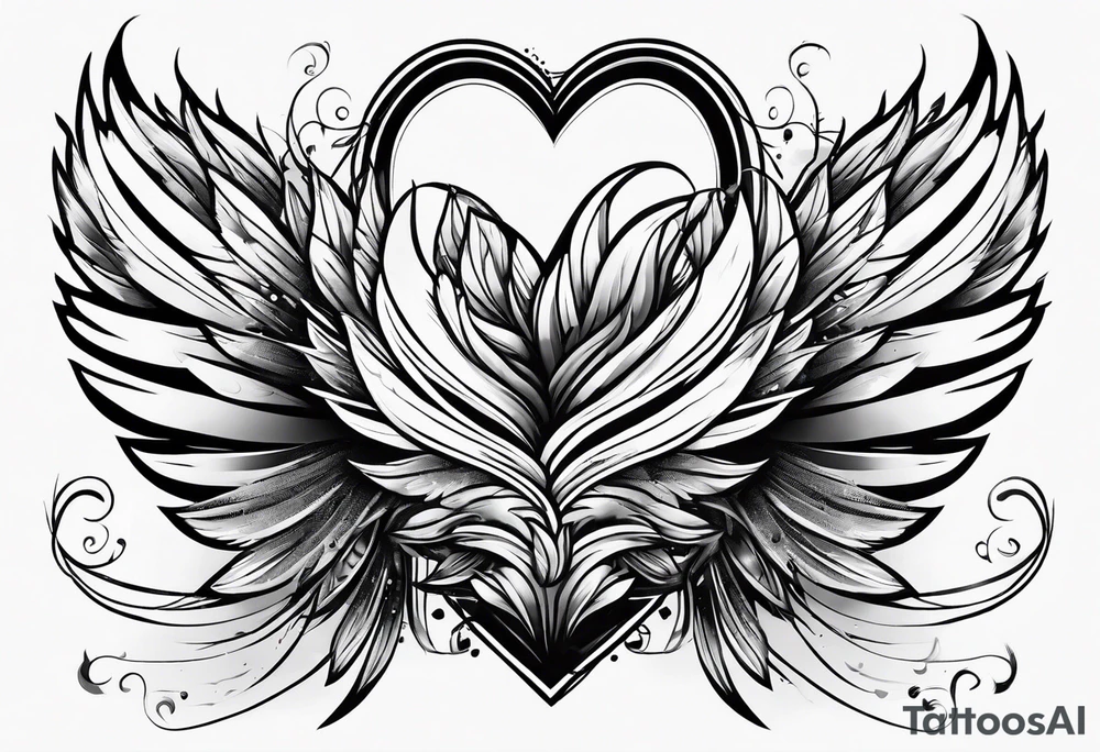 Feather and heart tattoo idea