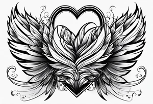 Feather and heart tattoo idea