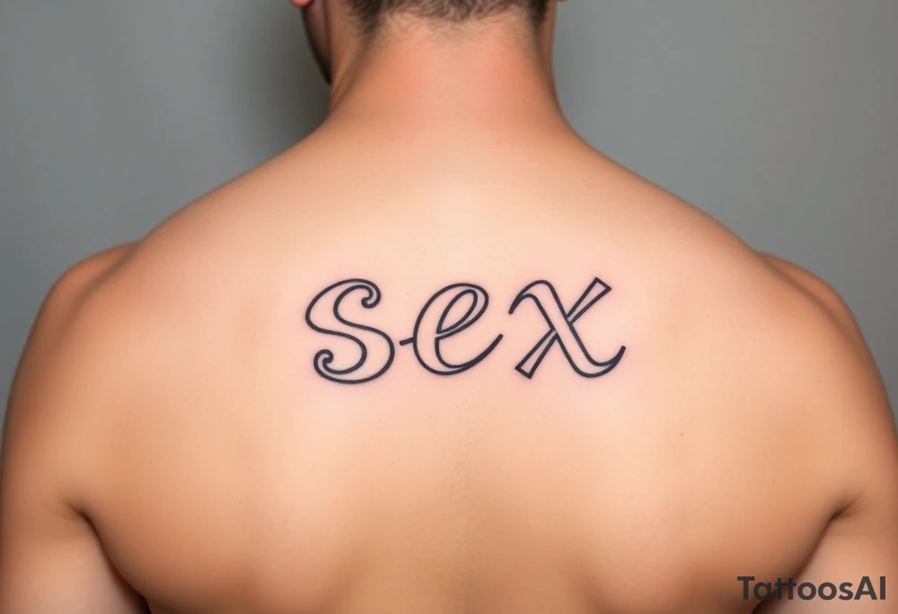 The word sex in cartoon writing tattoo idea